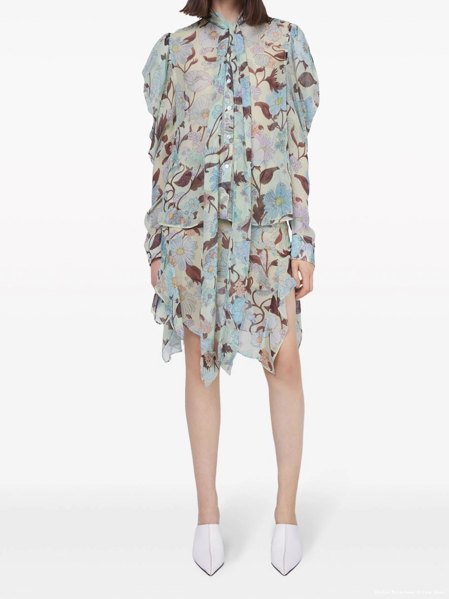 Cheap Women skirt McCartney silk Stella Garden-print chiffon Lady 0711